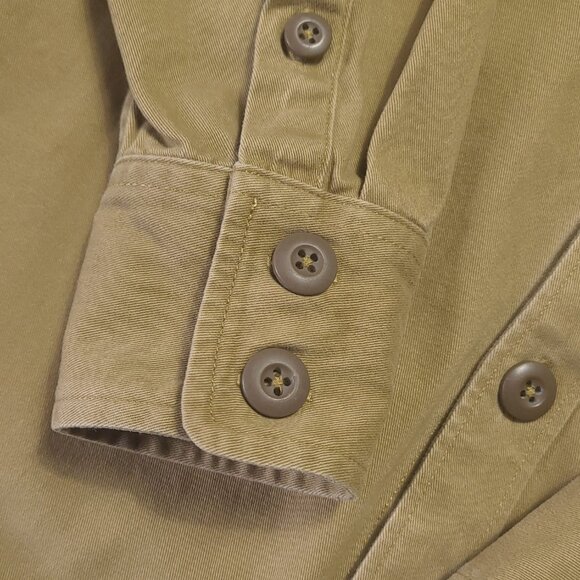 Topo Designs Organic Cotton Work Shirt Mens Large Brown Canvas Button Up - Picture 9 of 12